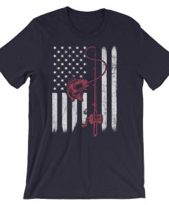 Vintage Fishing Tshirt with American Flag Bass Fish