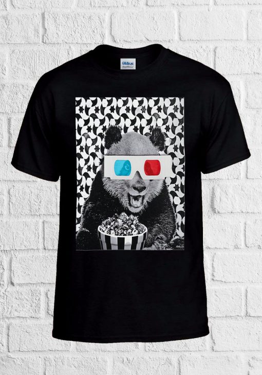 3D Glasses Panda Cinema Popcorn T Shirt Men Women Unisex