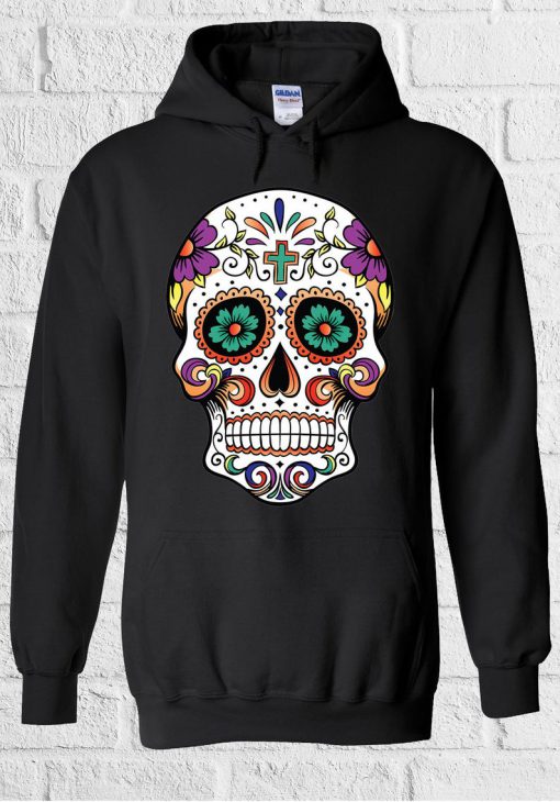 Floral Death Mexican Skull Novelty Hoodie