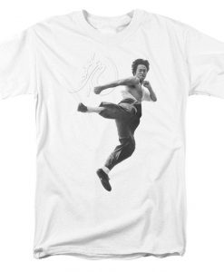 Bruce Lee Flying Kick White Shirts