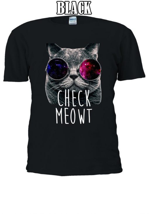 Check Meowt Space Glasses Cat T-shirt