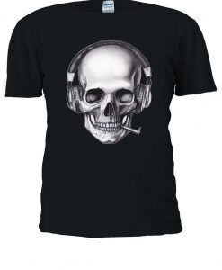 DJ Skeloton Skull Smoking Music T-shirt