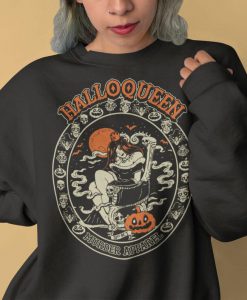 Halloqueen Pumpkin October Vintage Halloween Sweatshirt