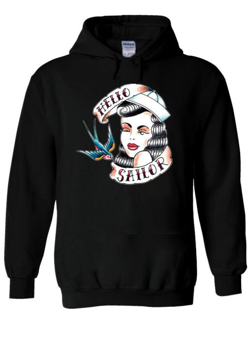 Hello Sailor Girl Sexy Tattoo Retro Hoodie