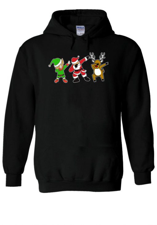 Santa Elf Reindeer Dabbing Hoodie