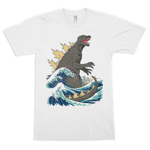 The Great Godzilla off Kanagawa Wave T shirt