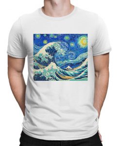 The Great Wave of Starry Night Art T-Shirt