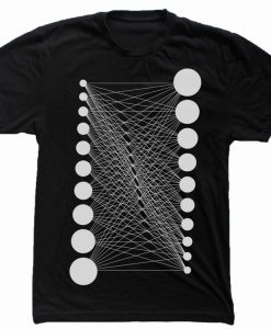 ALL CONNECTED Geometric Mod Pattern Screen Printed Dots and Lines Abstract Minimal Tee Shirt