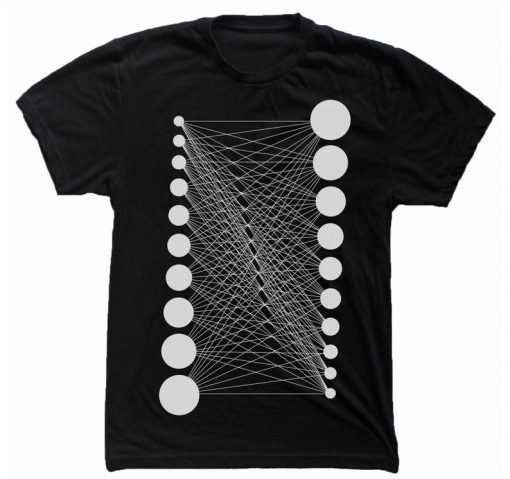 ALL CONNECTED Geometric Mod Pattern Screen Printed Dots and Lines Abstract Minimal Tee Shirt