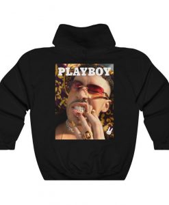 Bad Bunny Playboy Magazine Hoodie Back