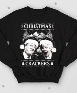 Christmas Crackers Sweatshirt Jumper Funny Donald Trump And Boris Johnson Political USA UK Brexit EU 2019