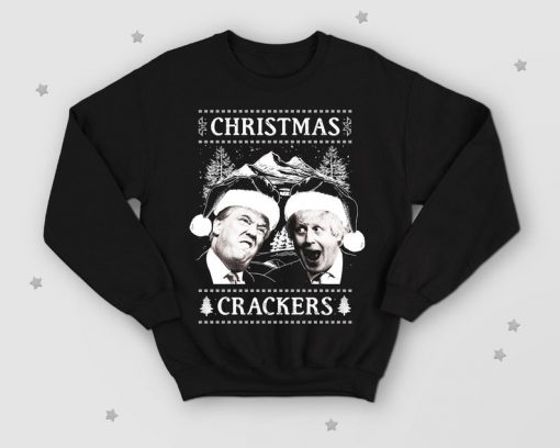 Christmas Crackers Sweatshirt Jumper Funny Donald Trump And Boris Johnson Political USA UK Brexit EU 2019