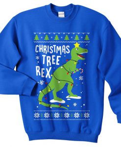 Christmas Tree Rex Sweatshirt Sweater Jumper Top Xmas Festive Funny Ugly T Rex T-rex Dinosaur