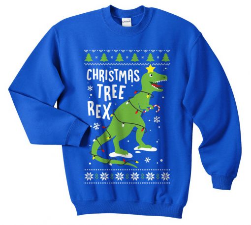 Christmas Tree Rex Sweatshirt Sweater Jumper Top Xmas Festive Funny Ugly T Rex T-rex Dinosaur