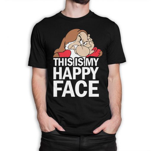 Grumpy Dwarf Snow White T-Shirt, This Is My Happy Face Tee, Women's and Men's Sizes