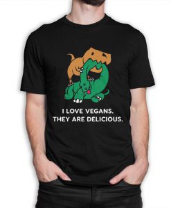 I Love Vegans Funny Dinosaur T-Shirt