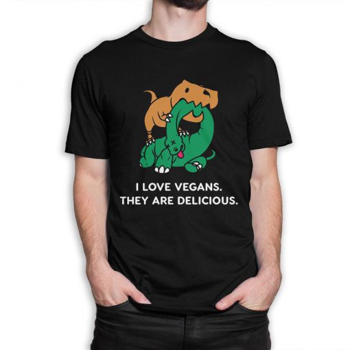 I Love Vegans Funny Dinosaur T-Shirt