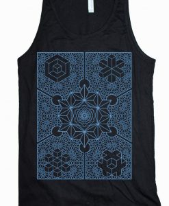 INTERIORS Tank Top Waking Dream Psychedelic Form Constants Tripping Hexagonal Patterns Sacred Geometry Tattoo Style Sleeveless Shirt