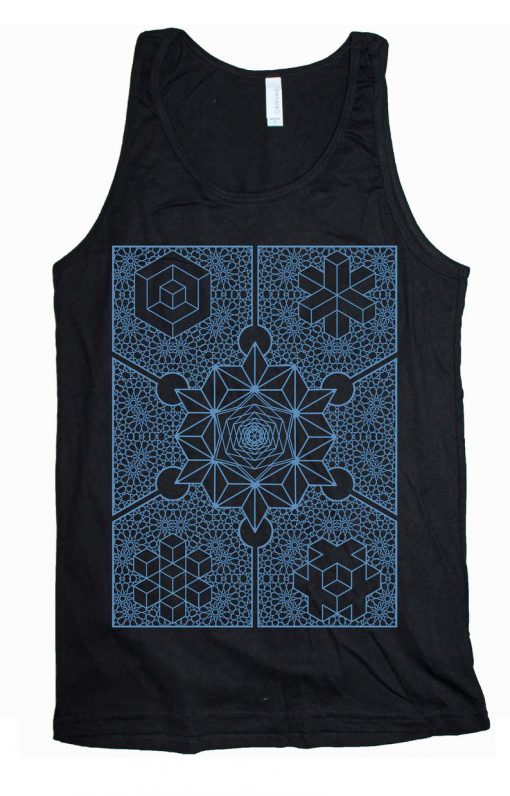 INTERIORS Tank Top Waking Dream Psychedelic Form Constants Tripping Hexagonal Patterns Sacred Geometry Tattoo Style Sleeveless Shirt