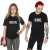 King and Queen Matching T-shirt Tops Shirt Tee Fashion His and Hers Couple Valentines