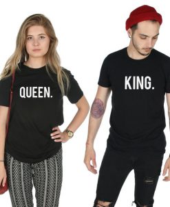 King and Queen Matching T-shirt Tops Shirt Tee Fashion His and Hers Couple Valentines