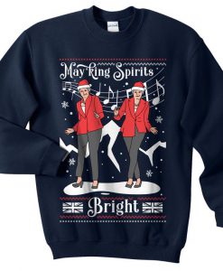 May'king Spirits Bright (Theresa May) Christmas Sweatshirt Sweater Jumper Top Xmas Festive Funny Ugly Awkward Dance Uk Brexit