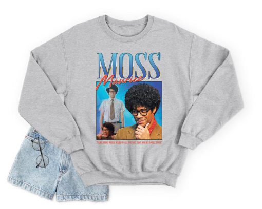 Moss Maurice Sweatshirt Jumper Funny Roy Jen Tnetennba IT Nerd Geek Retro 80's 90's