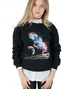 Retro Space Galaxy Sweatshirt Sweater Jumper Top Fashion Vintage Alien Planets Grunge