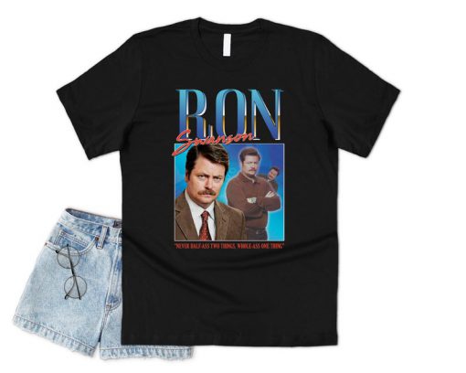 Ron Swanson Homage T-shirt Top Shirt Tee Funny Parks and Rec TV Icon 90's 80's