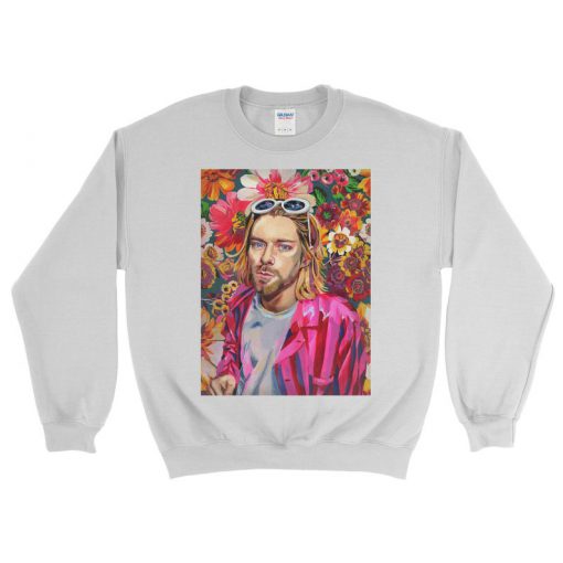 Kurt Cobain Sweatshirt - Kurt Cobain - 90s Sweatshirt - Fashion Sweatshirt - Streetwear - Pop Culture - Floral