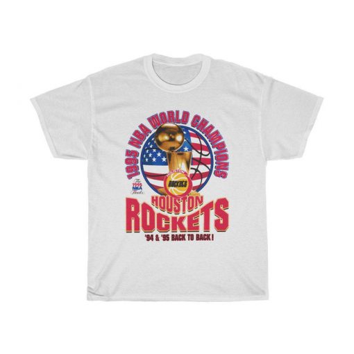 1995 Houston Rockets World Champions Cotton White Men T-shirt