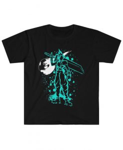 Final Fantasy 7 cloud strife japanese ink splatter adults unisex t-shirt