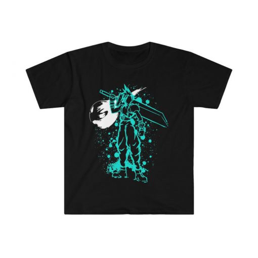 Final Fantasy 7 cloud strife japanese ink splatter adults unisex t-shirt