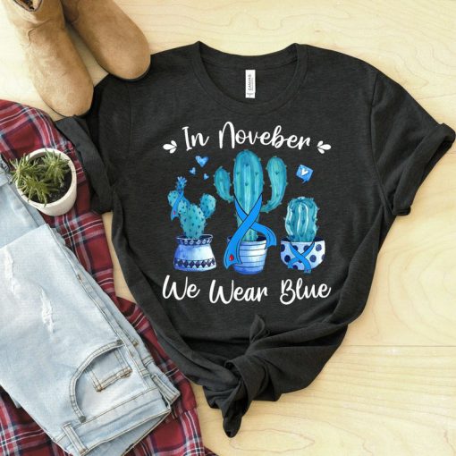 In November We Wear Blue Cactus Succulent Diabetes Awareness T-Shirt