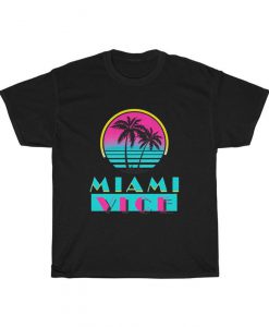 Miami Vice TV Series TV Show Beach Logo Men's Black T-Shirt