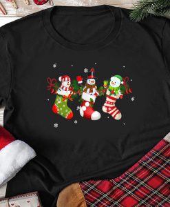 Santa Snowman In Socks Christmas Funny Snowman TShirt