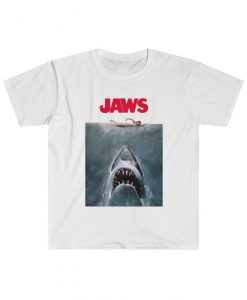 jaws t-shirt, jaws shark and swimmer t-Shirt, retro 70' 80s shirt, movie t-shirt