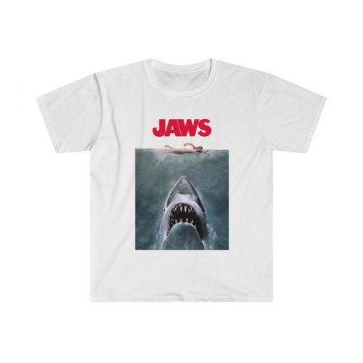 jaws t-shirt, jaws shark and swimmer t-Shirt, retro 70' 80s shirt, movie t-shirt