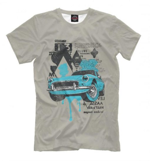 Blue Car Graphic T-Shirt, Old Auto Tee, Men's Women's All Sizes
