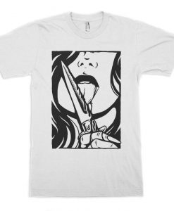 Dangerous Girl with Knife Graphic T-Shirt, Men's and Women's Sizes