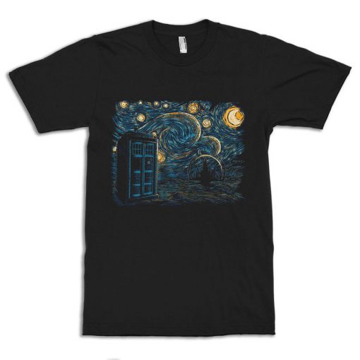 Doctor Who TARDIS Starry Night T-Shirt, Vincent van Gogh Art Tee, Men's and Women's Sizes