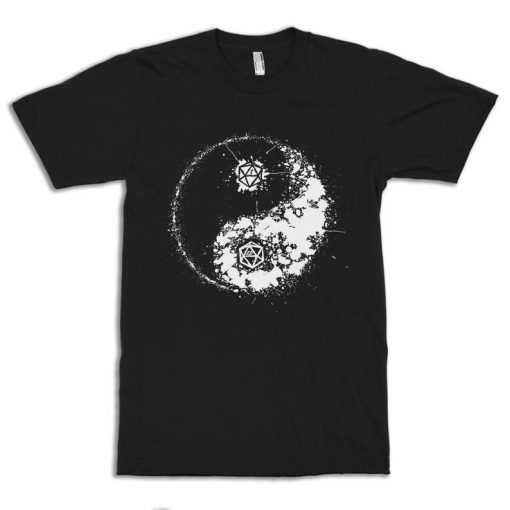 Dungeons and Dragons Yin Yang Dice T-Shirt, DnD Board Gamer Tee, Men's and Women's Sizes