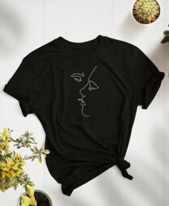 Love In Art Shirt - Minimalist Art Shirt, Kiss Line Art Shirt