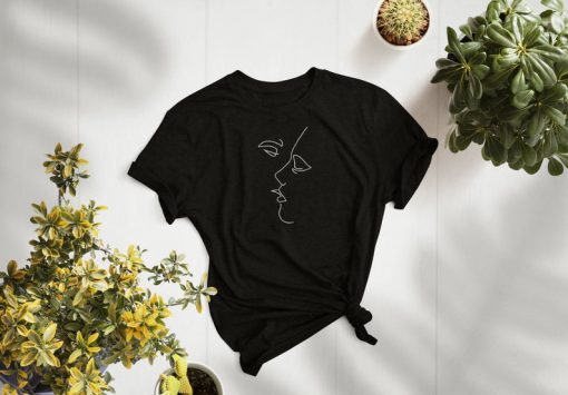 Love In Art Shirt - Minimalist Art Shirt, Kiss Line Art Shirt