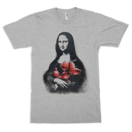 Mona Lisa with Balloon Poodle T-Shirt, Leonardo da Vinci Funny Tee, Men's and Women's Sizes