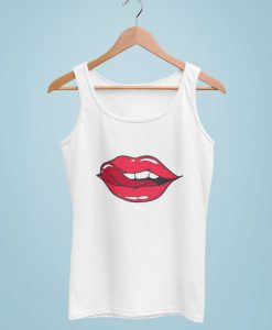 Red Female Lips Tank, Cool Halloween Vampire Tank Top