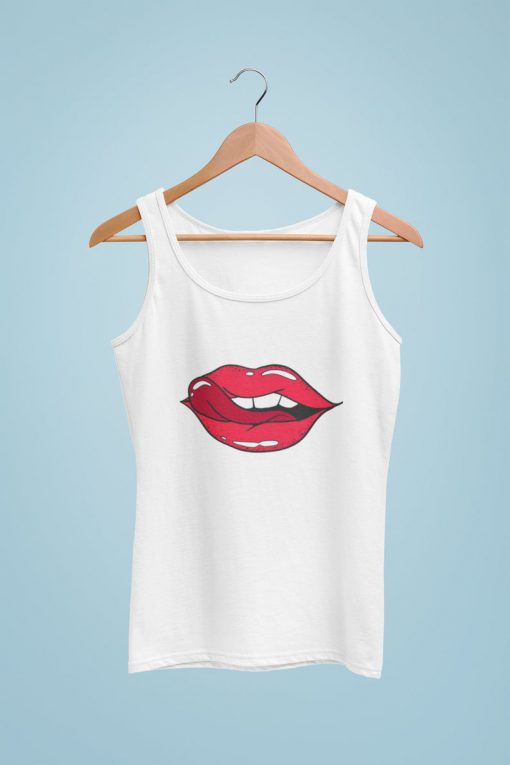 Red Female Lips Tank, Cool Halloween Vampire Tank Top