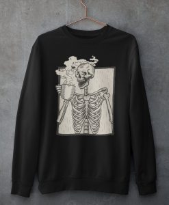 Skeleton Sweatshirt, Skeleton Dreanking Coffee Sweater