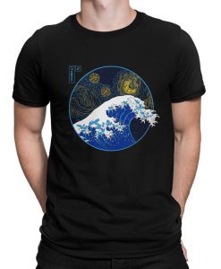 The Great Wave Off Kanagawa Starry Night Art T-Shirt, Vincent van Gogh Tee, Men's and Women's Sizes