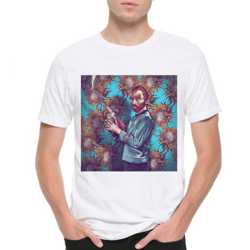 Van Gogh with Sunflowers Original Art T-Shirt, Men's and Women's Sizes